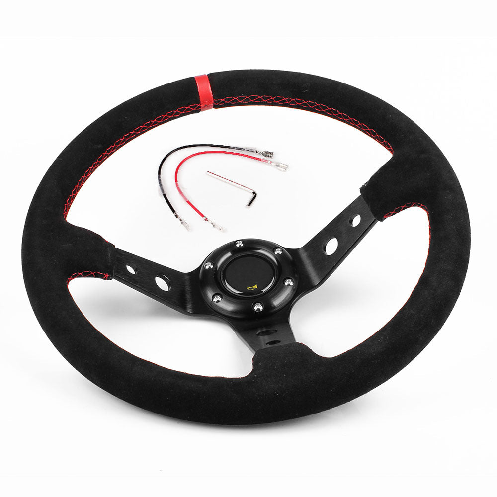 Suede Sports Racing Steering Wheel