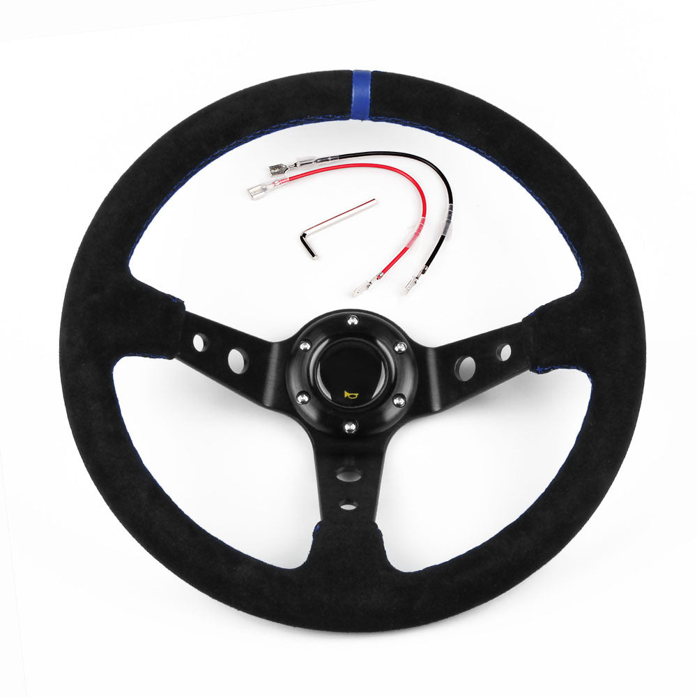 Suede Sports Racing Steering Wheel