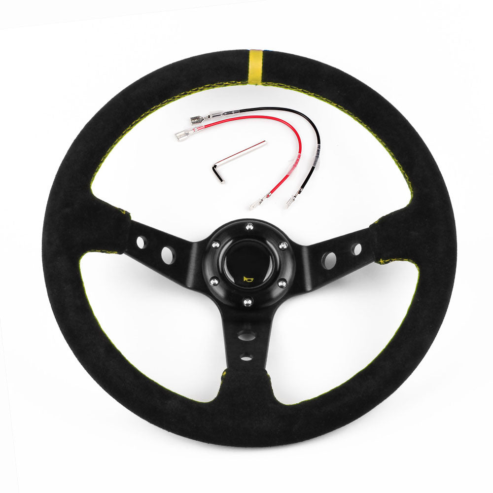 Suede Sports Racing Steering Wheel